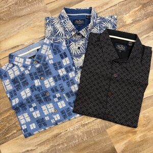 Lot of 3 Nat Nast Shirt Silk Cotton Geometrical Palm Leaf Print XL